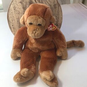 TY 1998 Vintage Bongo the Monkey Beanie Buddy Large Retired Brown Monkey NWT